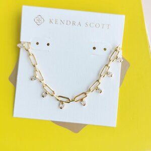 Kendra Scott Lindy Gold White CZ Crystal Chain Necklace fashion